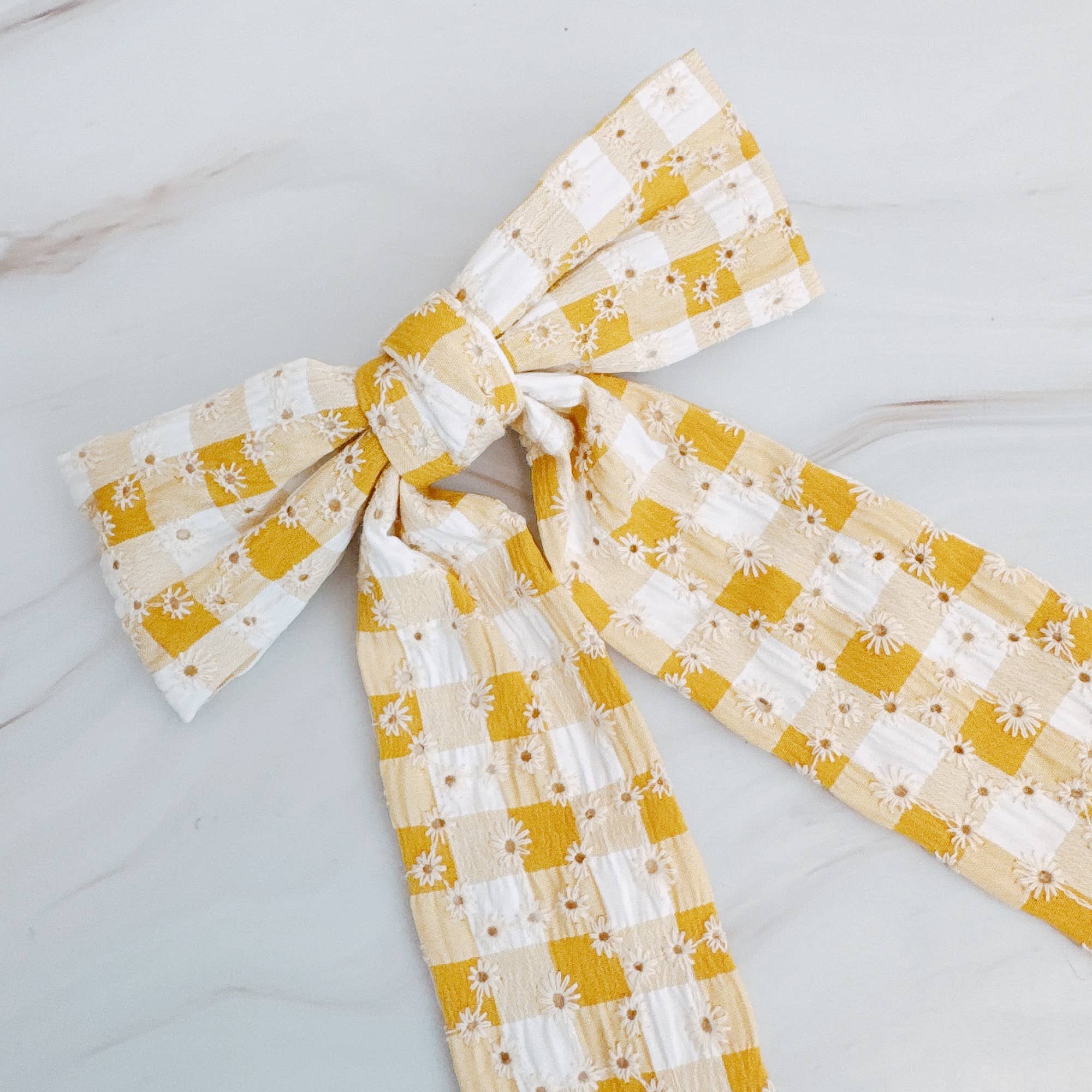 Daisy Picnic Gingham Bow Hair Clip - Yellow or Black