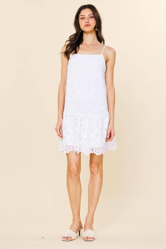 Lace Mini Dress With Scalloped Hem