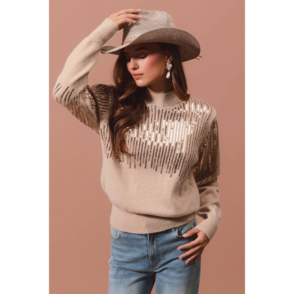 Sequins Embellished Holiday Sweater