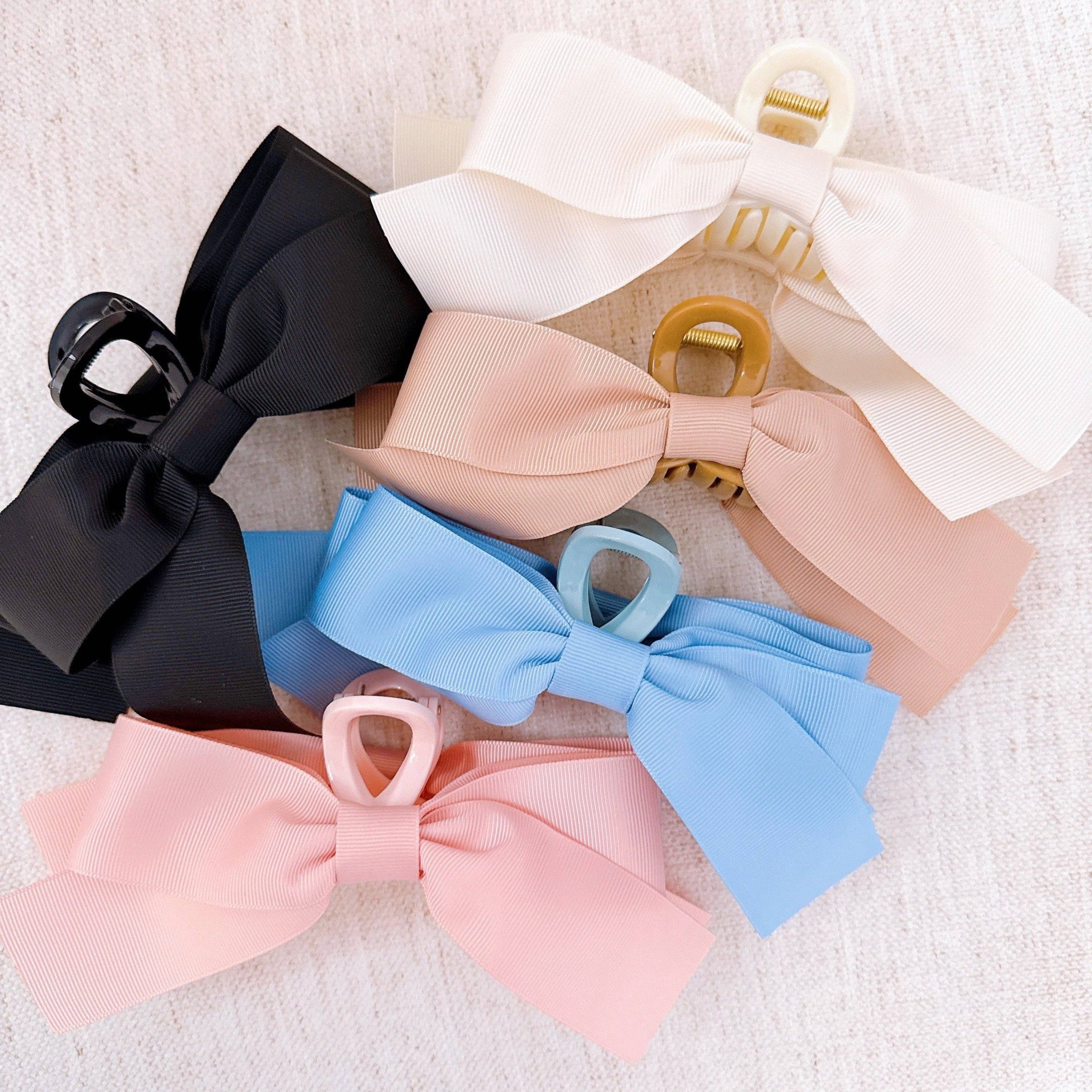 Gross Grain Bow Hair Claw - Black, Pink, Cream, or Blue