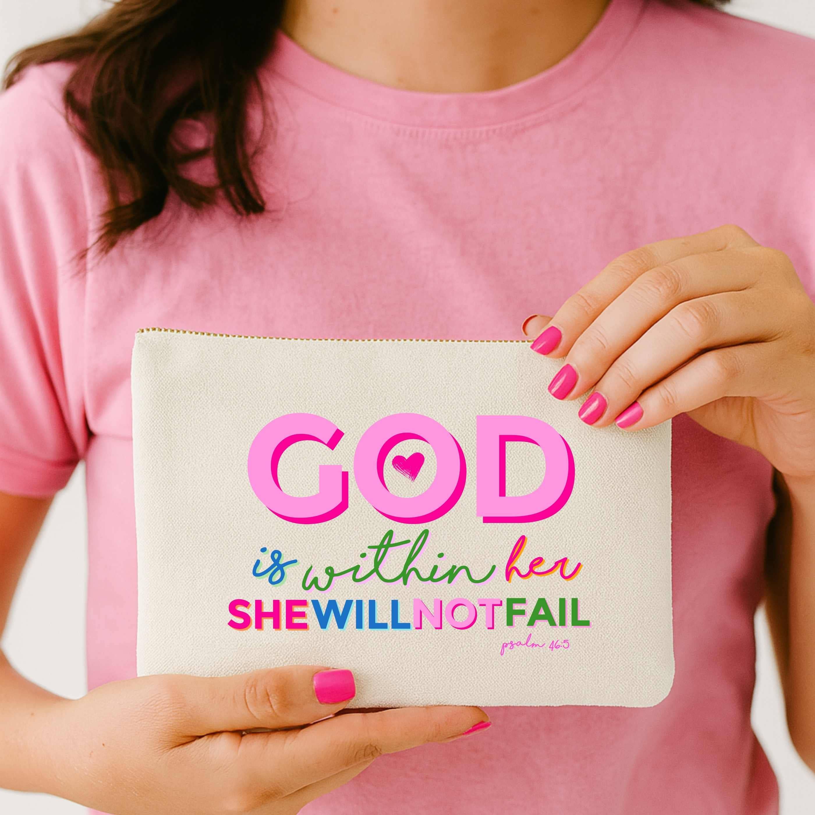 God Is Within Her Colorful Canvas Bag