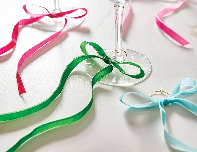 Velvet Bow Wine Charms - Palm Beach - Set of 6