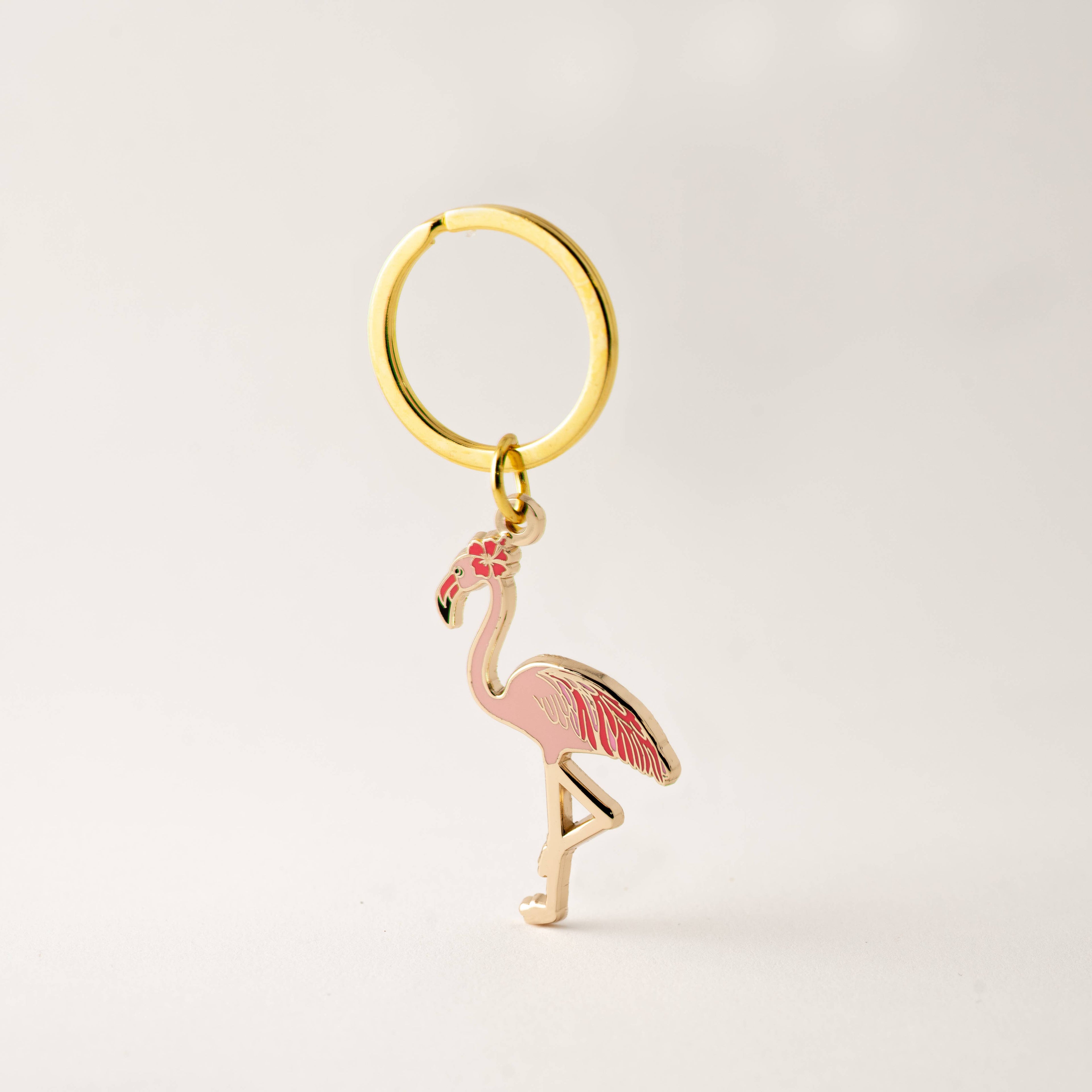 Pink Flamingo Keychain charm, Coastal & Beach Gifts