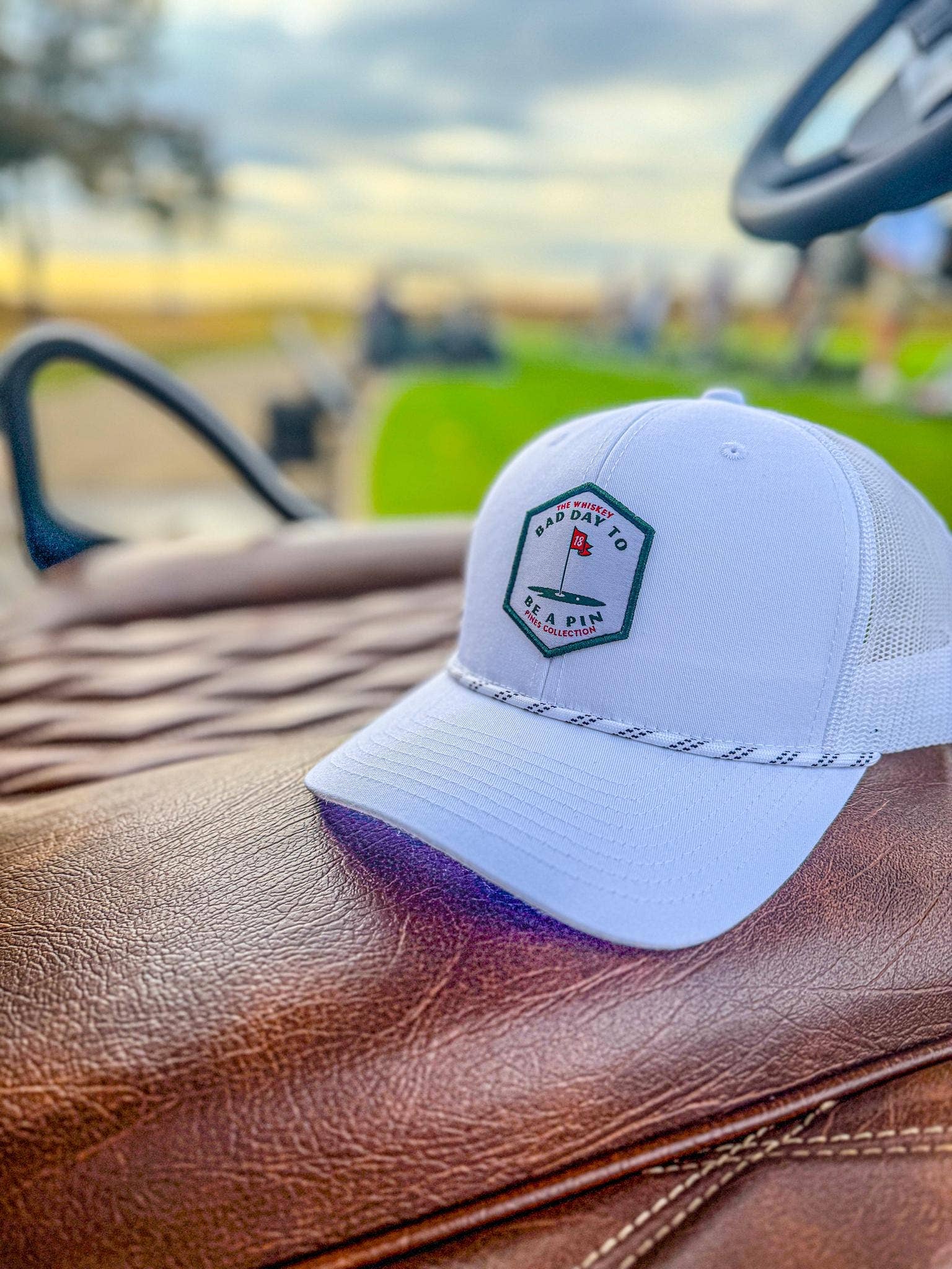 All White "Bad Day to Be A Pin" Rope Trucker Hat