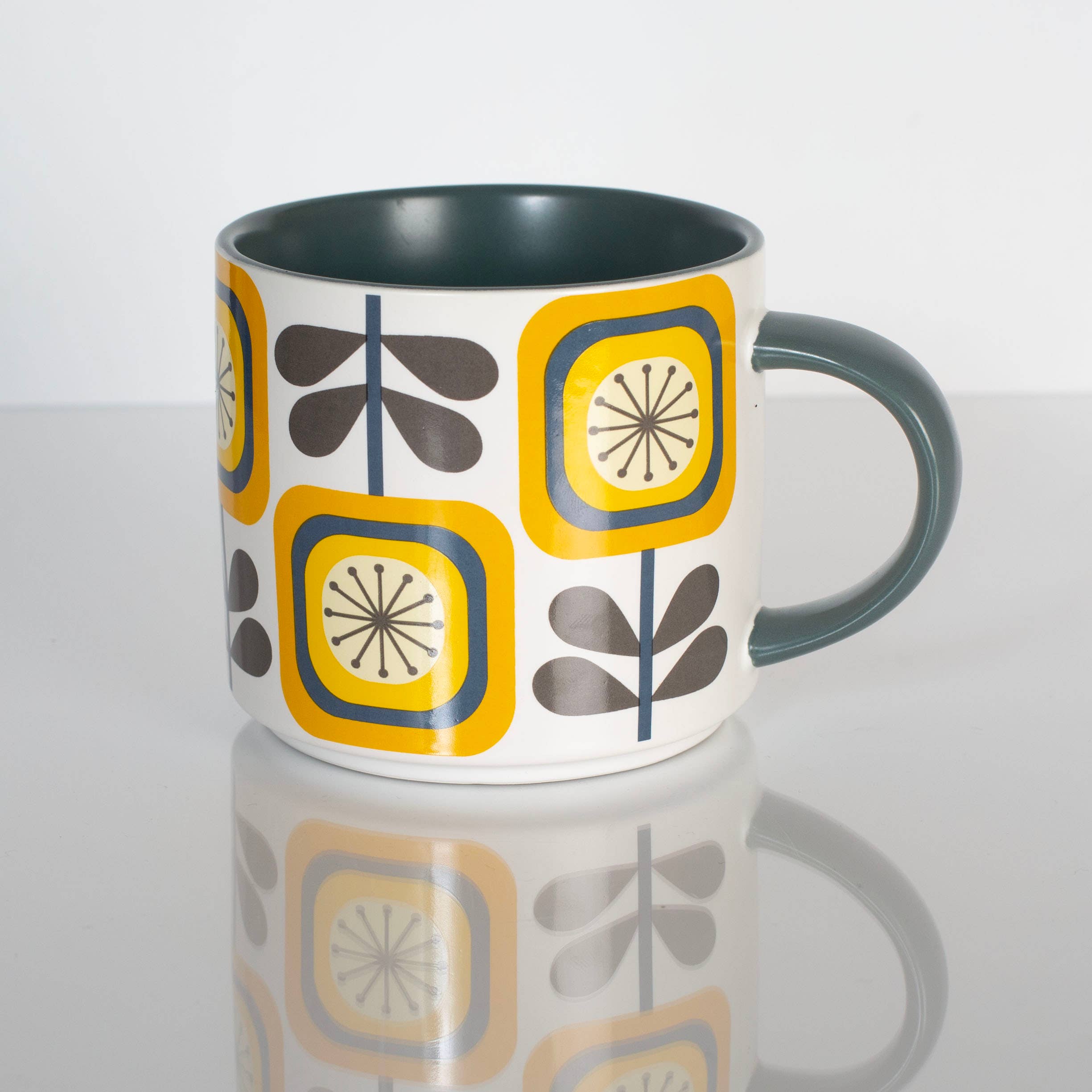 Sunflower Fall Mid Century Modern Stackable Matte Coffee Mug