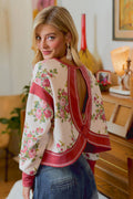 Floral Brushed Terry Open Back Long Sleeve Top
