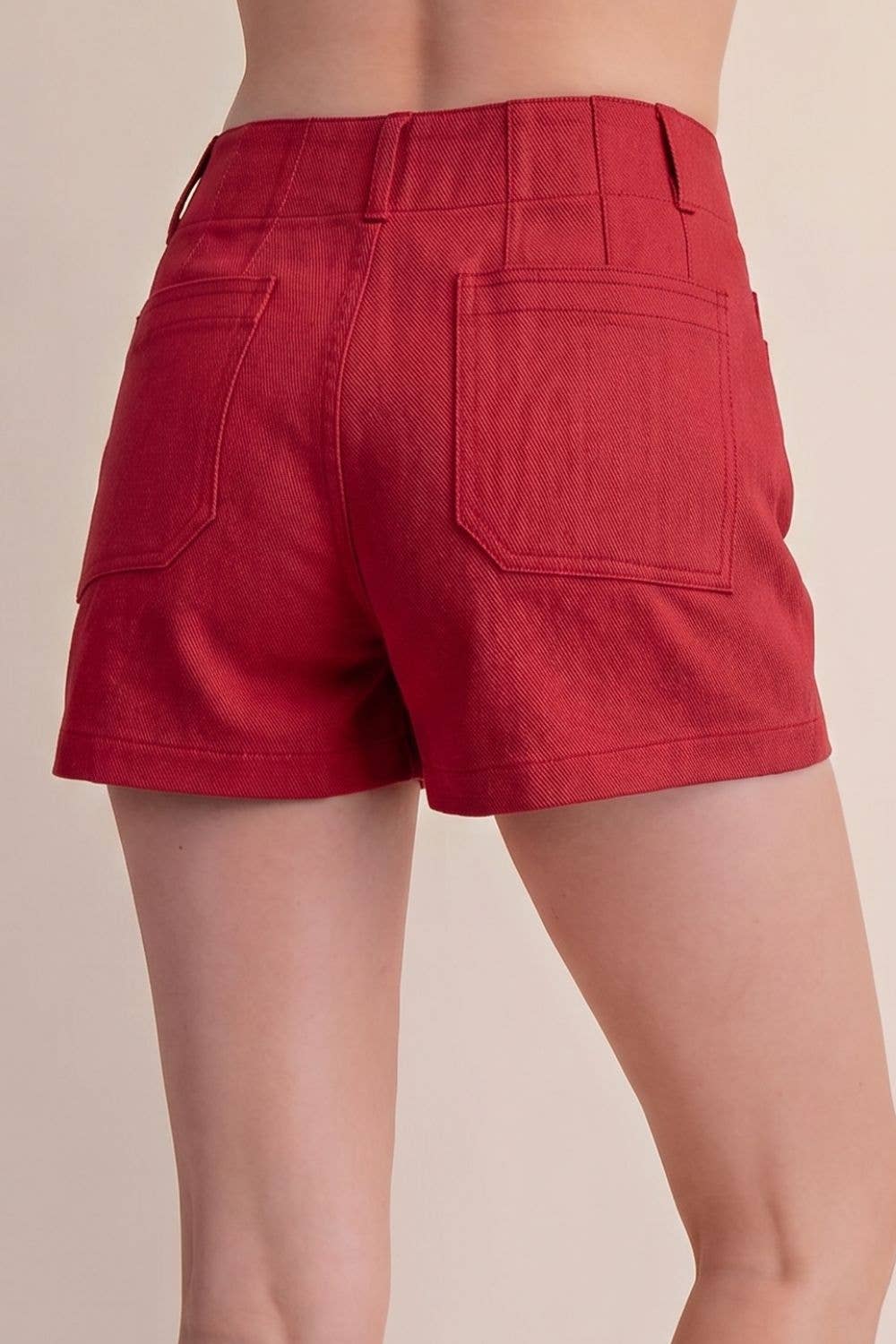 Colette Shorts Scallop Detail Pocket - Blue White, Red, Yellow or Pink