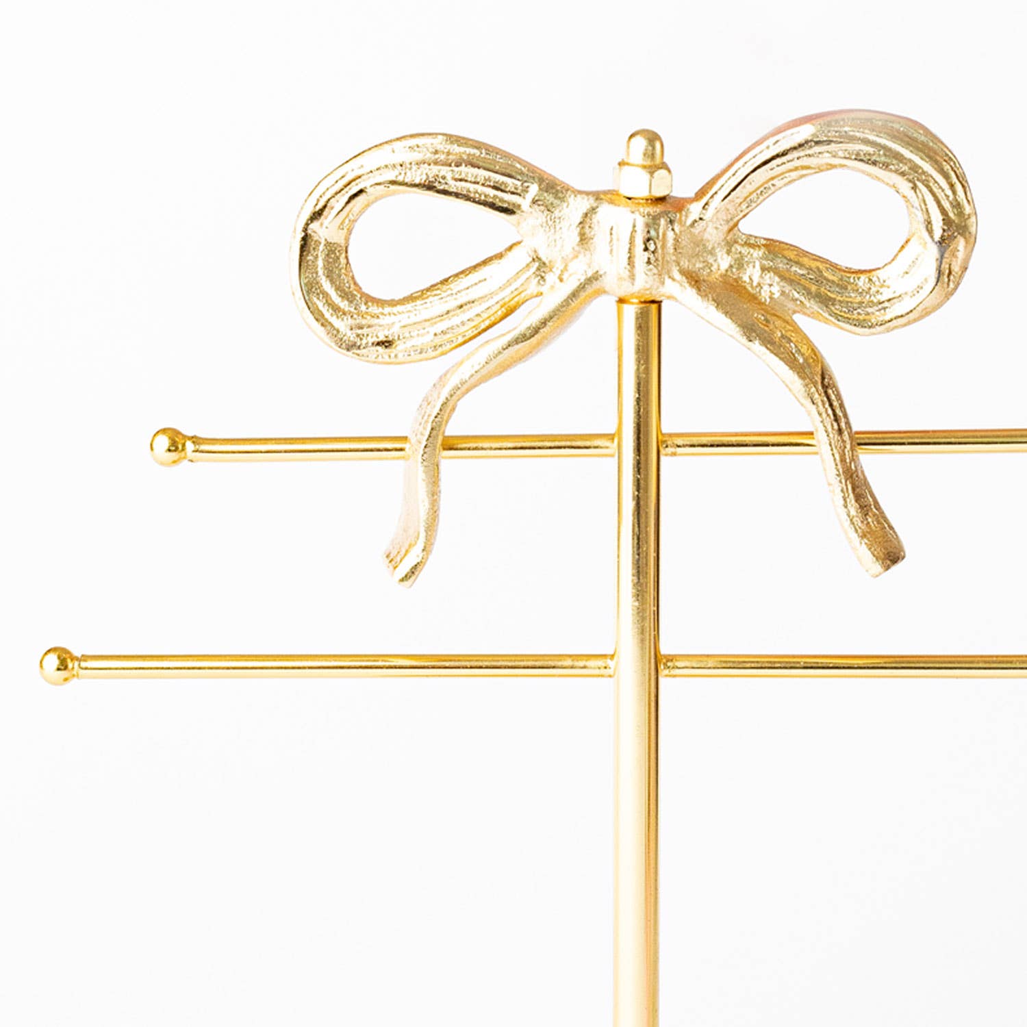 Gold Bow Jewelry Stand with Ring Dish