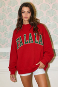 'FALALA' Applique Mock-Neck Sweatshirt