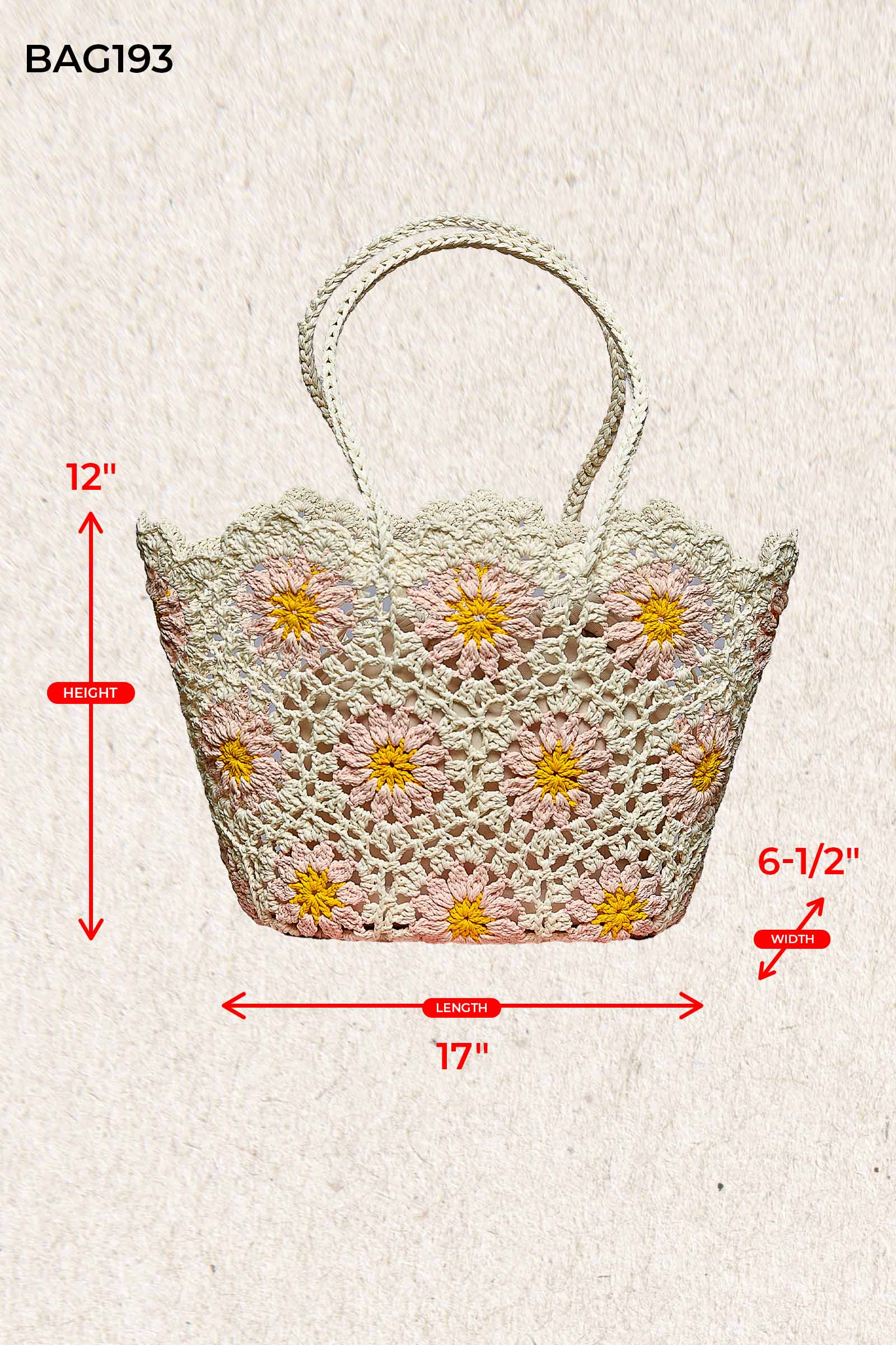 Floral Crochet Tote Bag