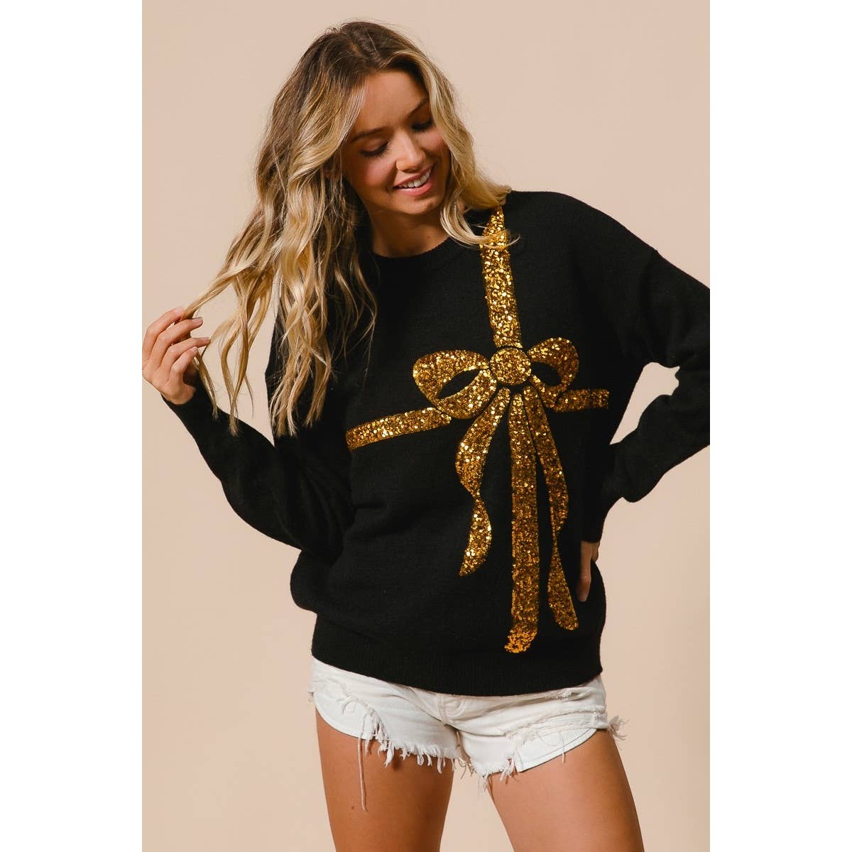Bow Sequins Sweater