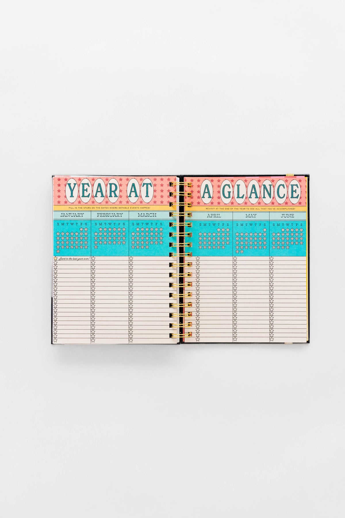 12 Month Planner Medium Spiral, Black Scandinavian Floral