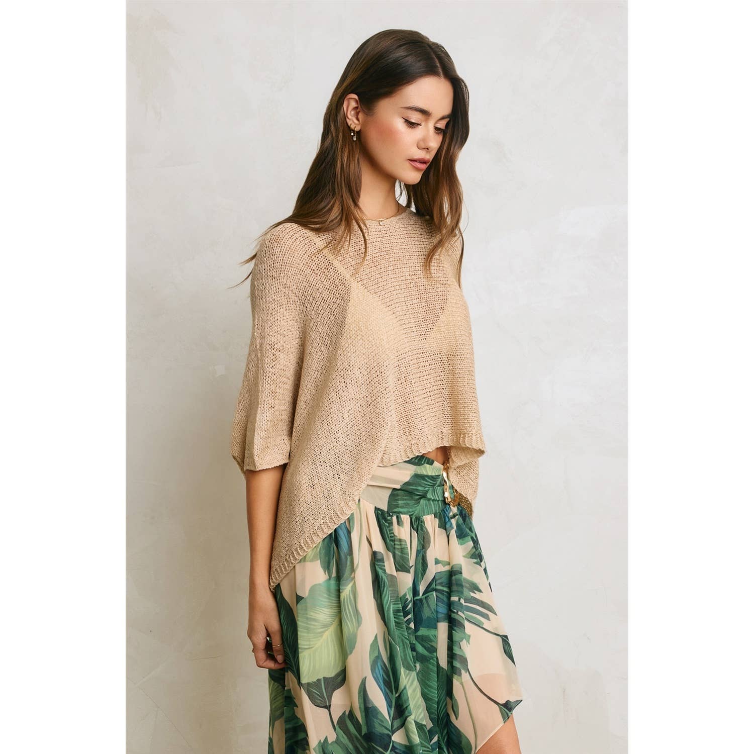 Cropped Pancho Knit Sweater Top