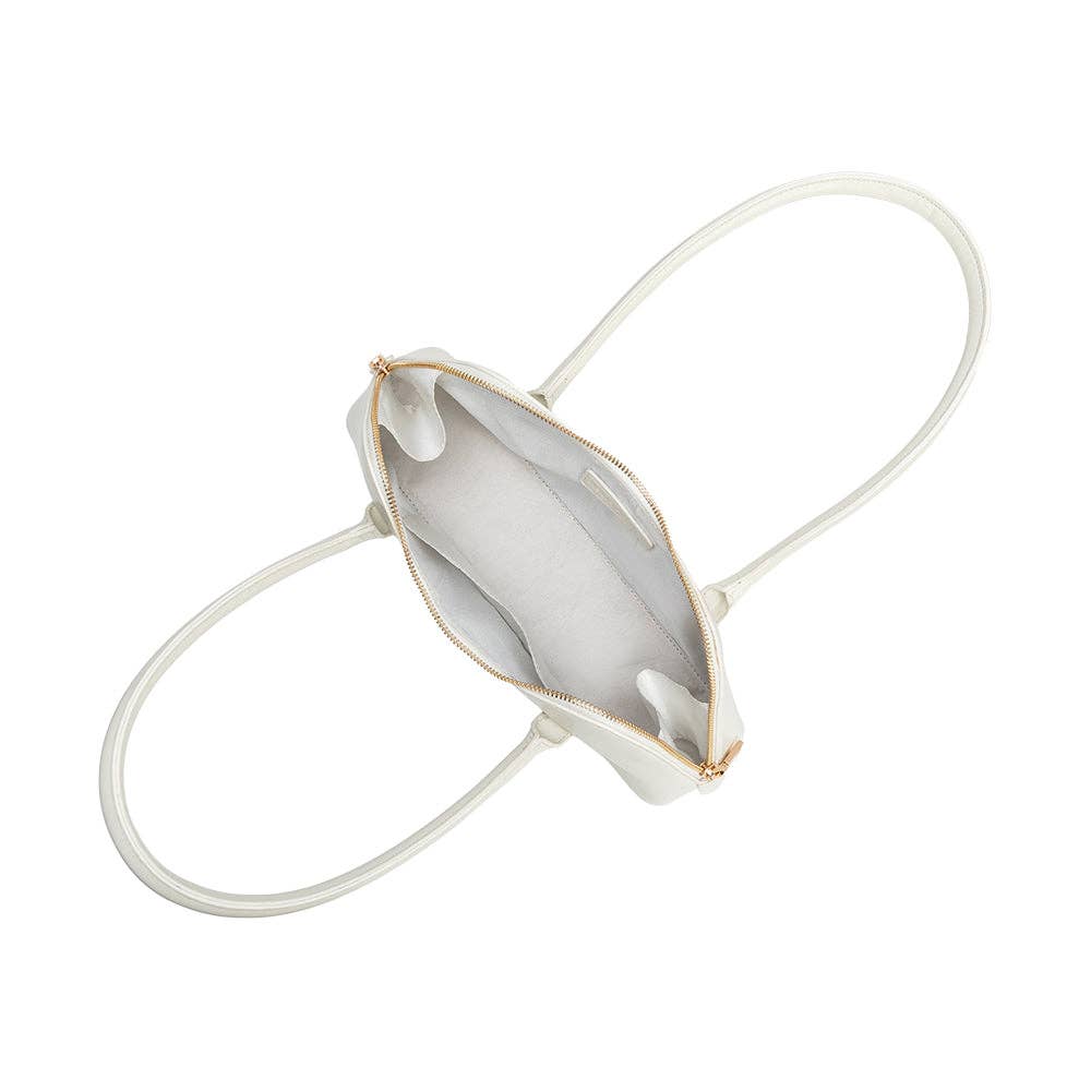 Dakota White Recycled Vegan Leather Shoulder Bag