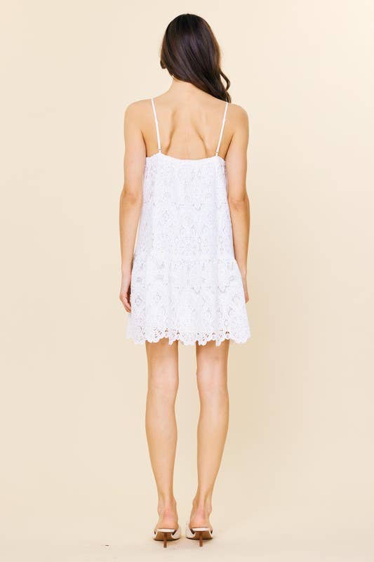 Lace Mini Dress With Scalloped Hem