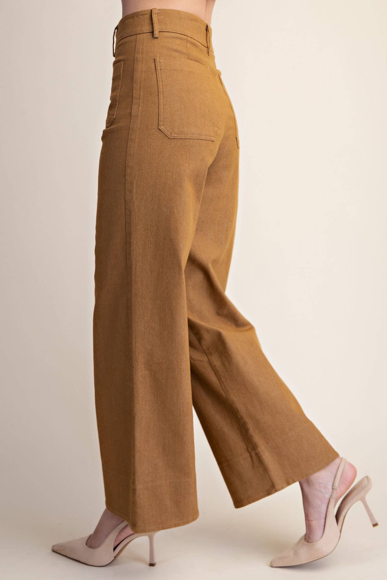 Stretchy Jeans High Rise Front Pocket Wide Leg