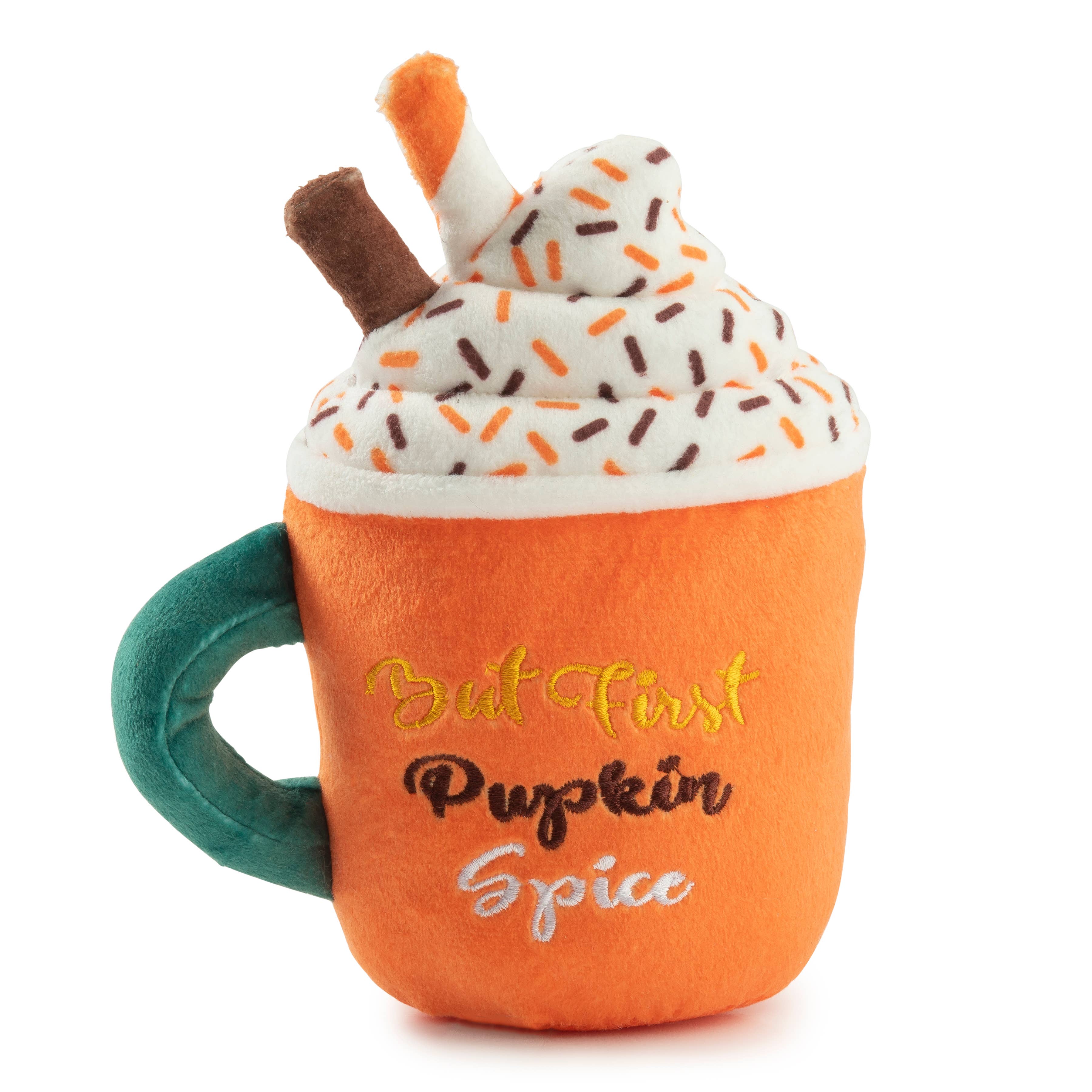 Pupkin Spice Latte Mug Halloween Plush Dog Toy