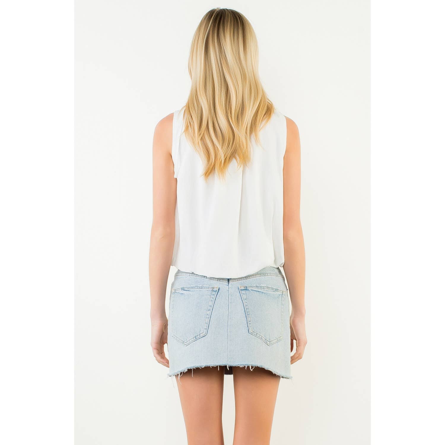 Sleeveless Tie Neck Ruffle Top