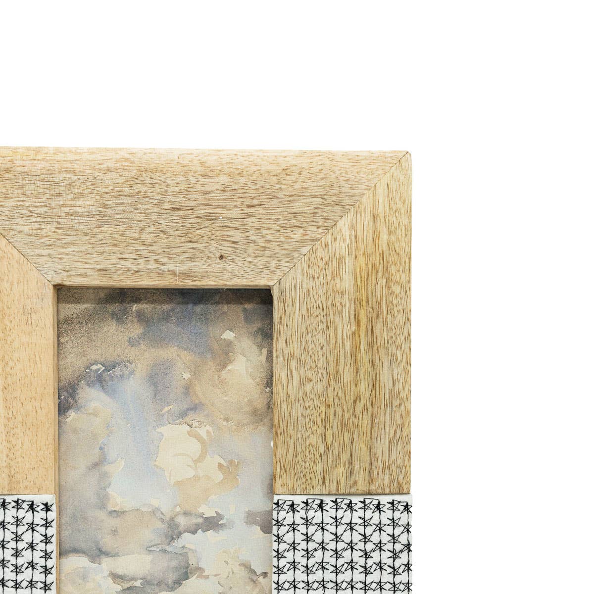 4x6 Alexander Embroidred Wood And Cotton Photo Frame Black