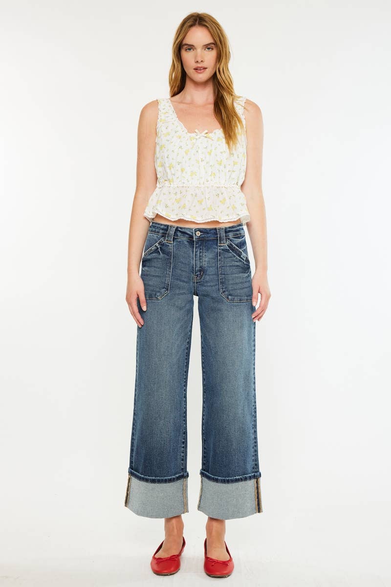 Mid Rise Wide Leg