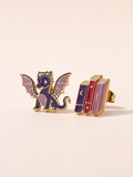 Dragon & Fantasy Books Earring Studs, 18k Gold Plated