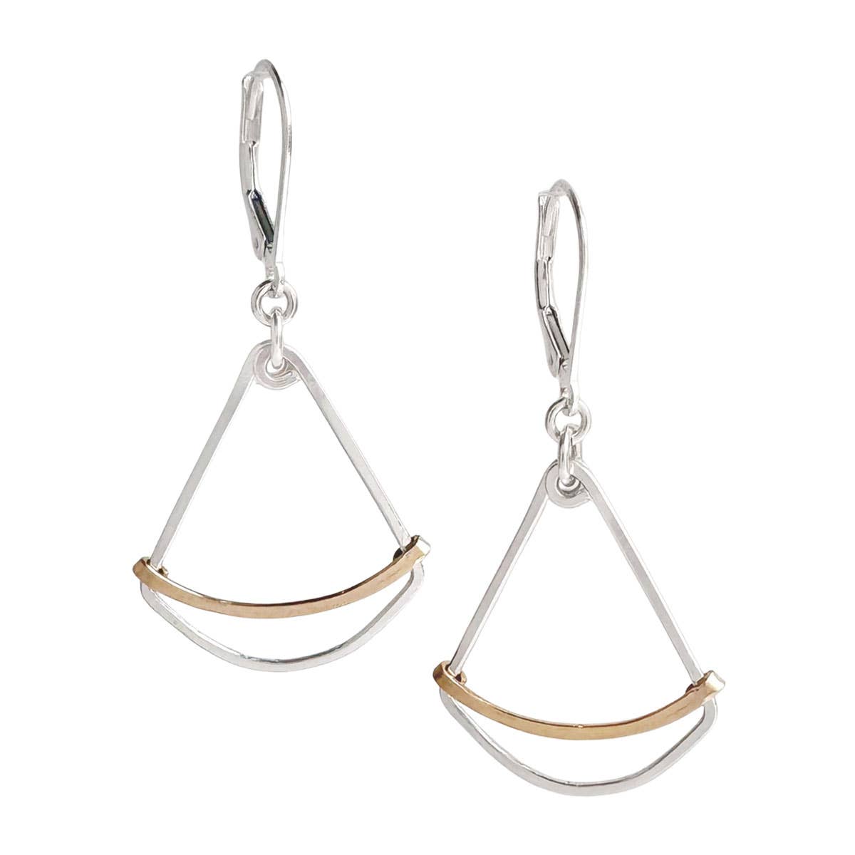 Golden Fan Dangle Earrings  | silver gold artisan jewelry