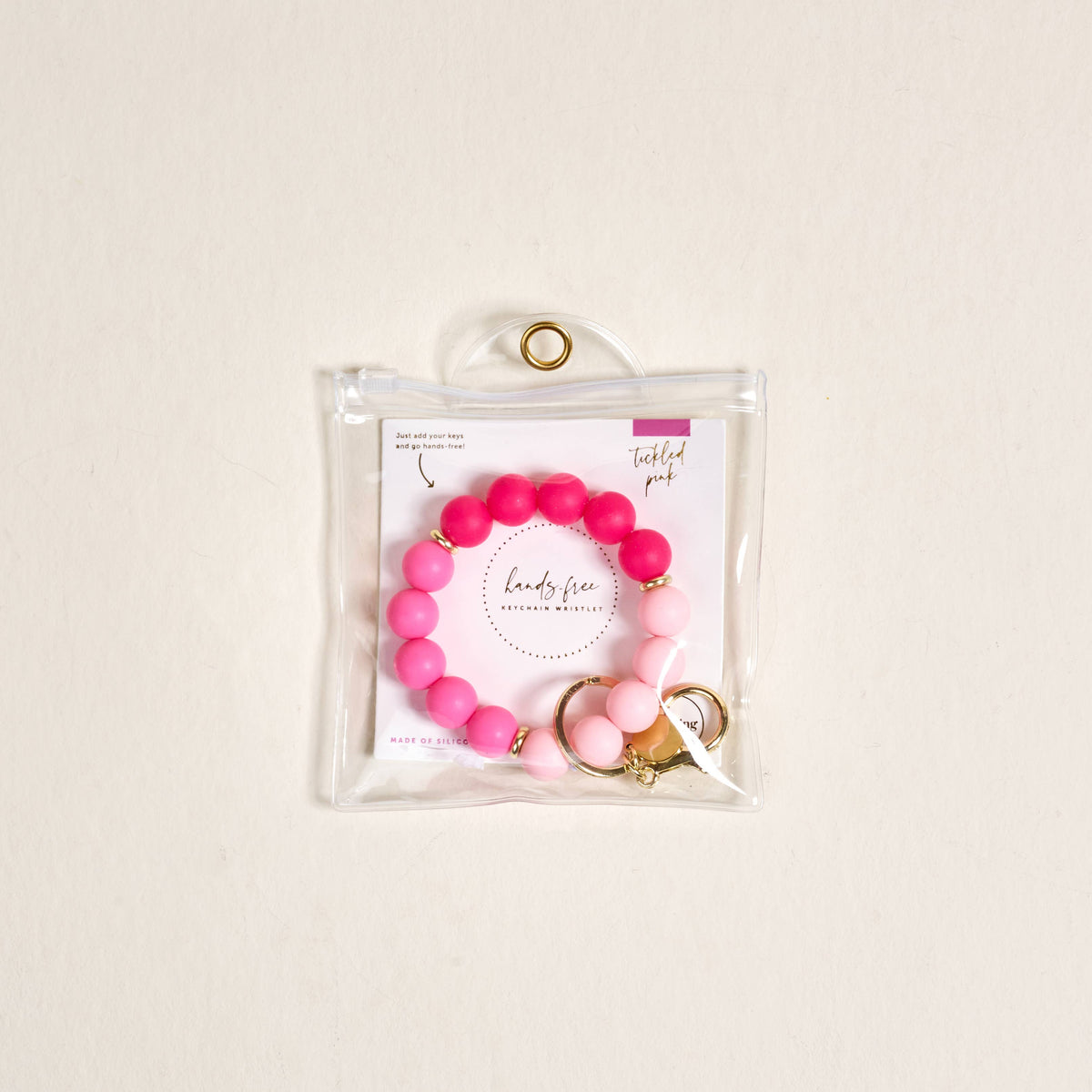Hands–Free Keychain Wristlet–Tickled Pink