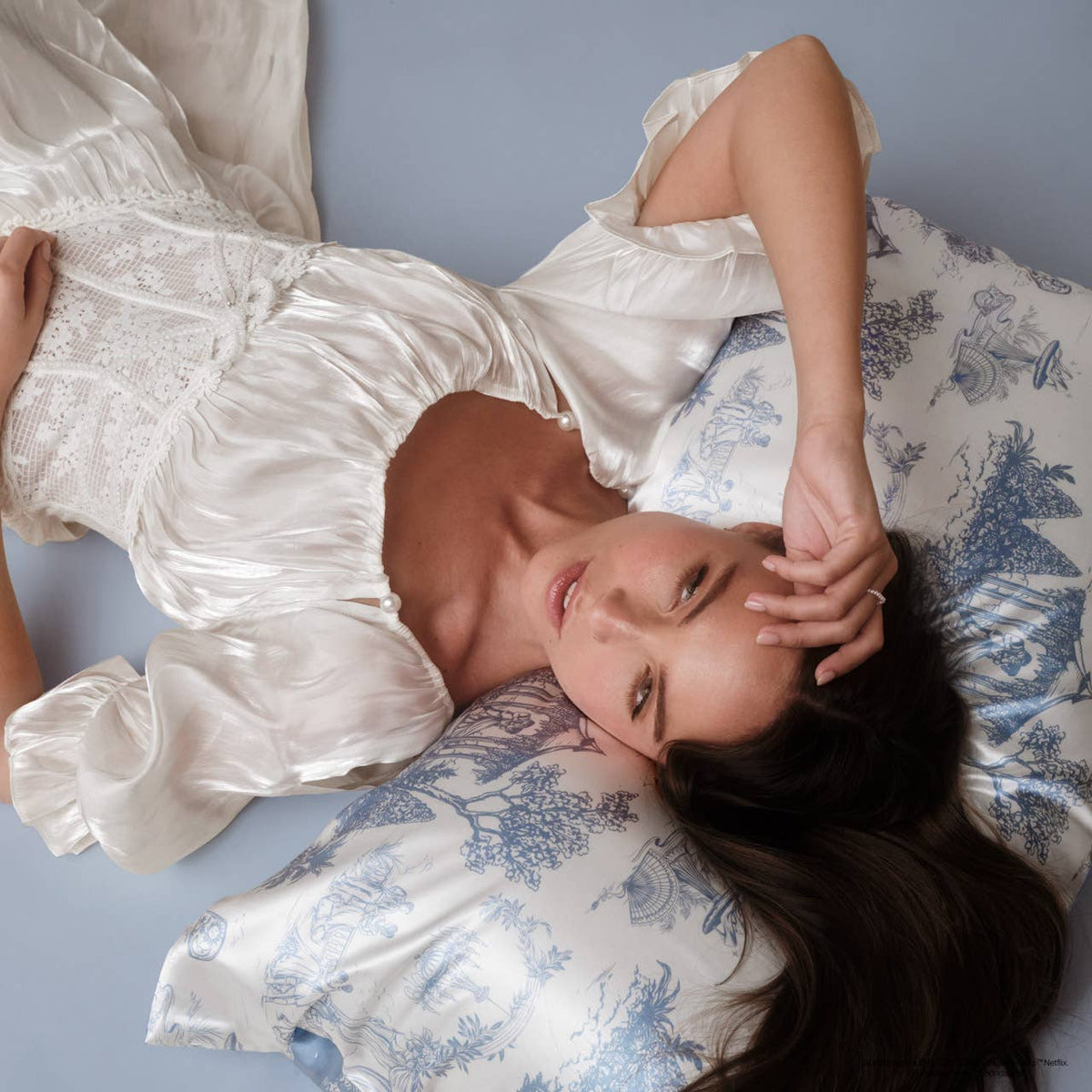 Bridgerton x Kitsch Satin Pillowcase in Garden Toile