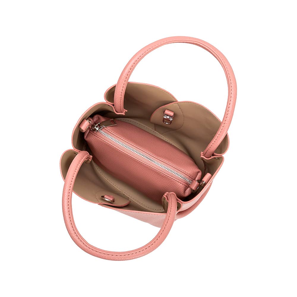 Tulip Rose Recycled Vegan Leather Top Handle Bag
