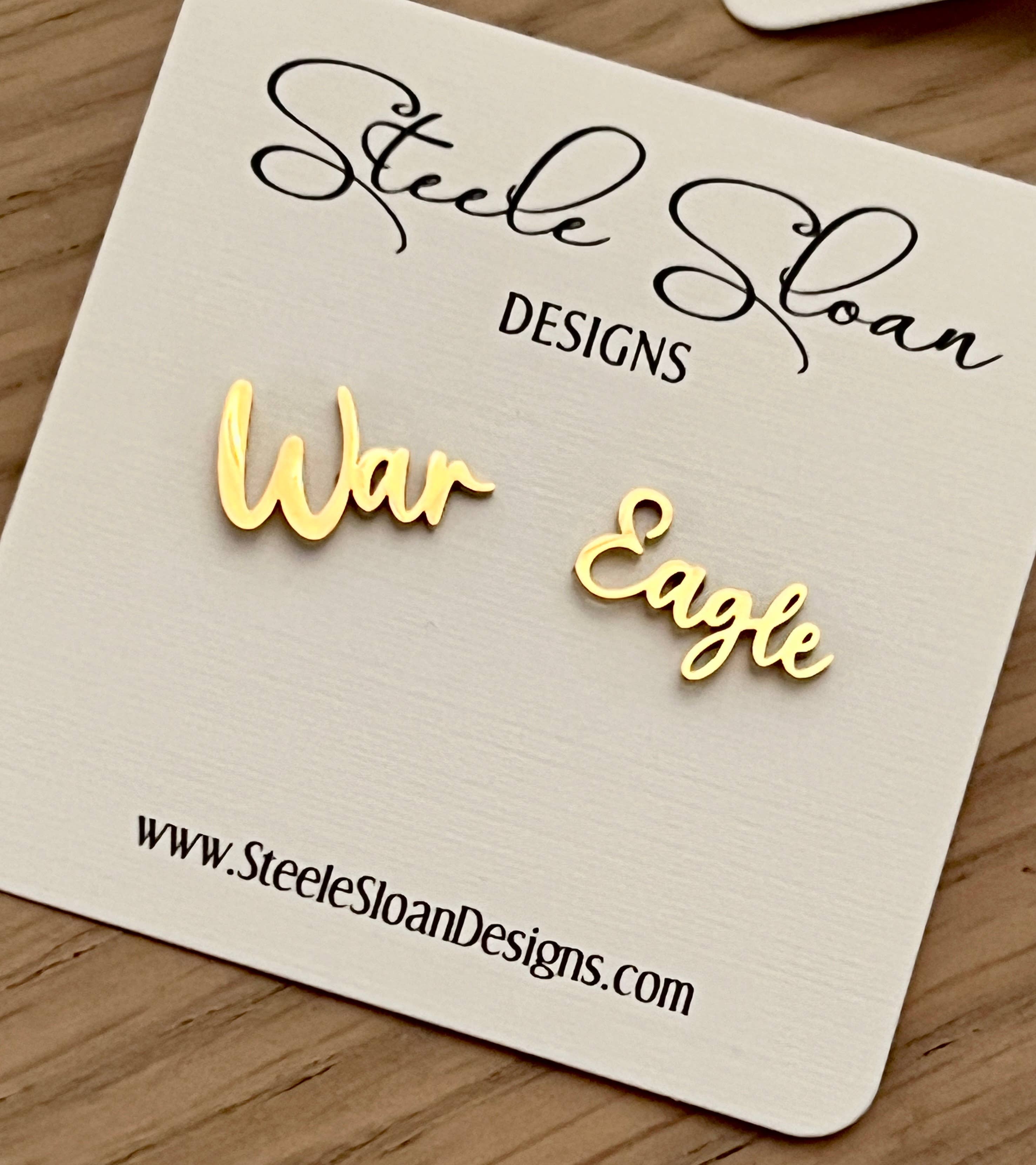 War Eagle Gold Stud Earrings - Perfect Auburn Gift!