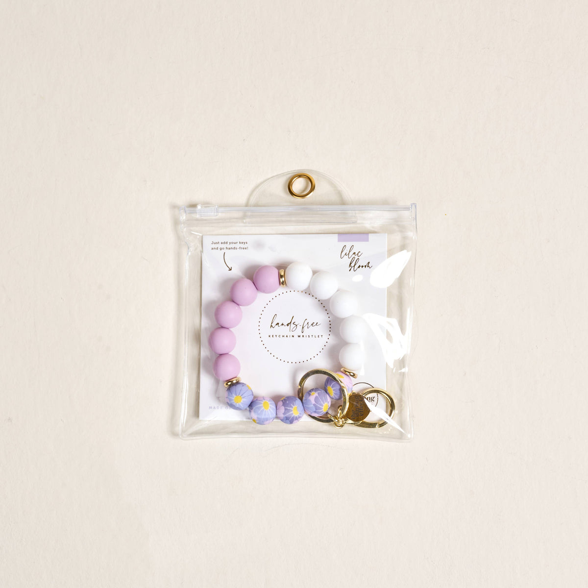 Hands–Free Keychain Wristlet–Lilac Bloom