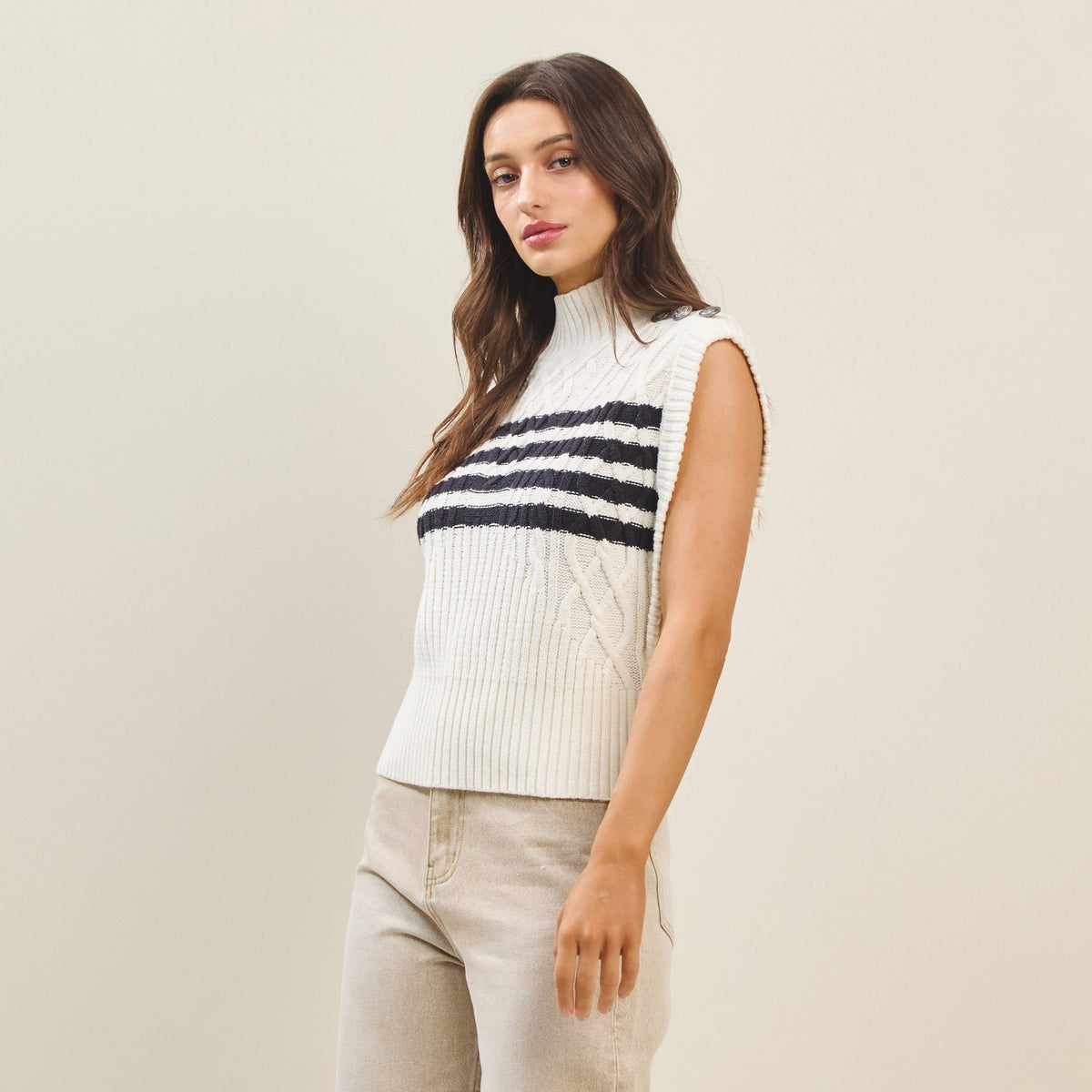 Striped Button Sweater Vest