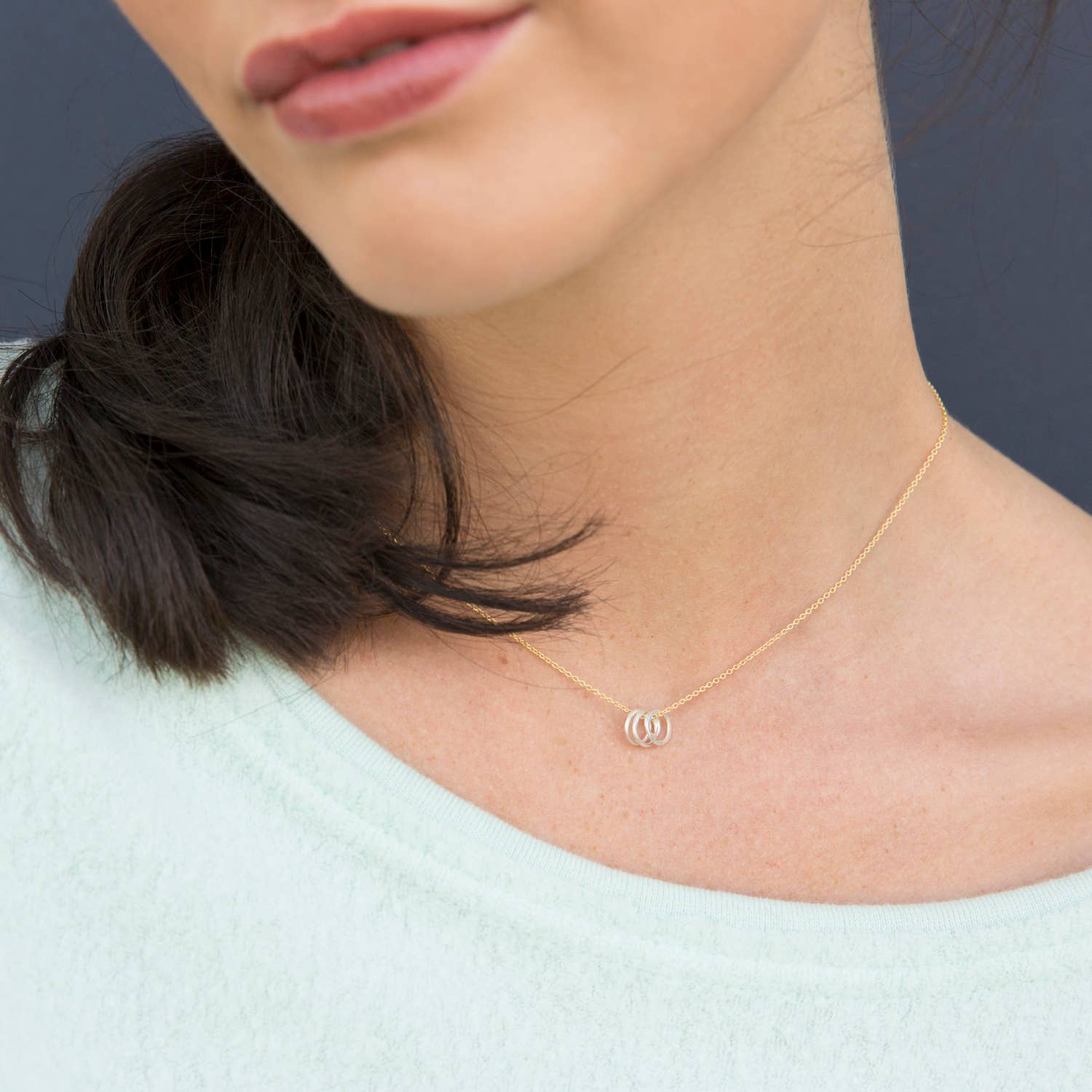 Cluster Necklace - Gold Filled Chain Sterling Silver Circles