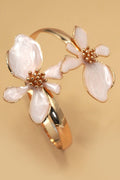 Open Cut Floral Epoxy Adjustable Cuff Bracelet