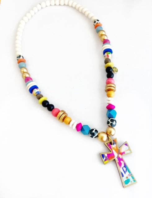 Long Beaded Cross Necklaces