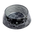 Black Checker Chewy Vuiton Dog or Cat Bowl