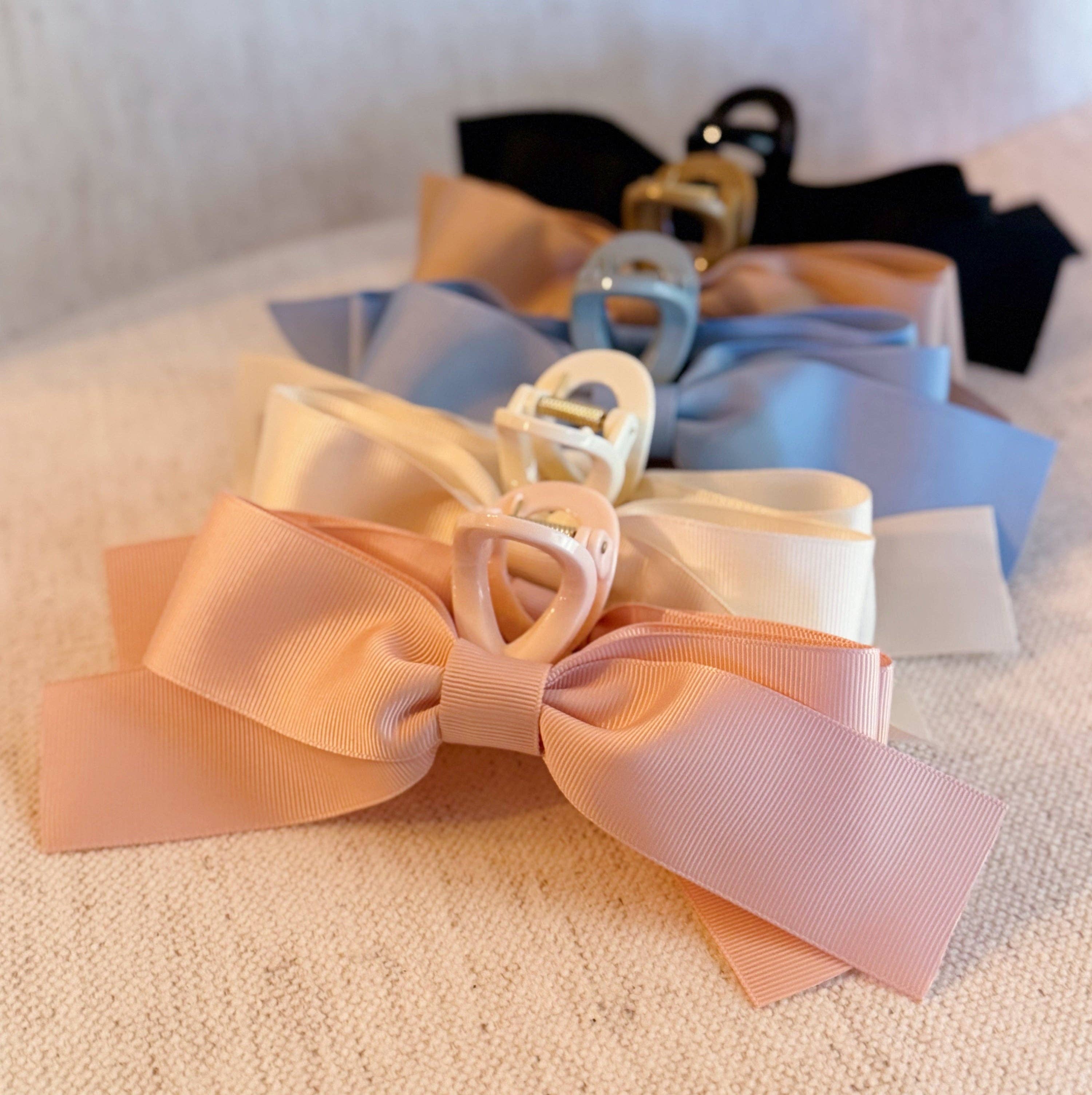 Gross Grain Bow Hair Claw - Black, Pink, Cream, or Blue