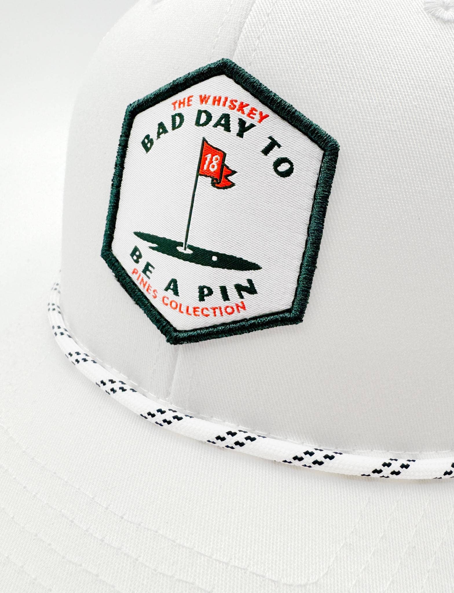 All White "Bad Day to Be A Pin" Rope Trucker Hat