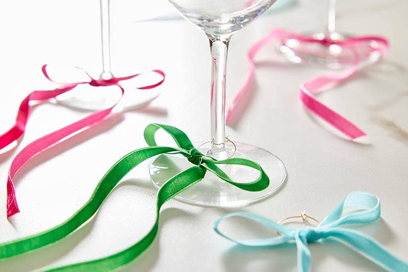 Velvet Bow Wine Charms - Palm Beach - Set of 6