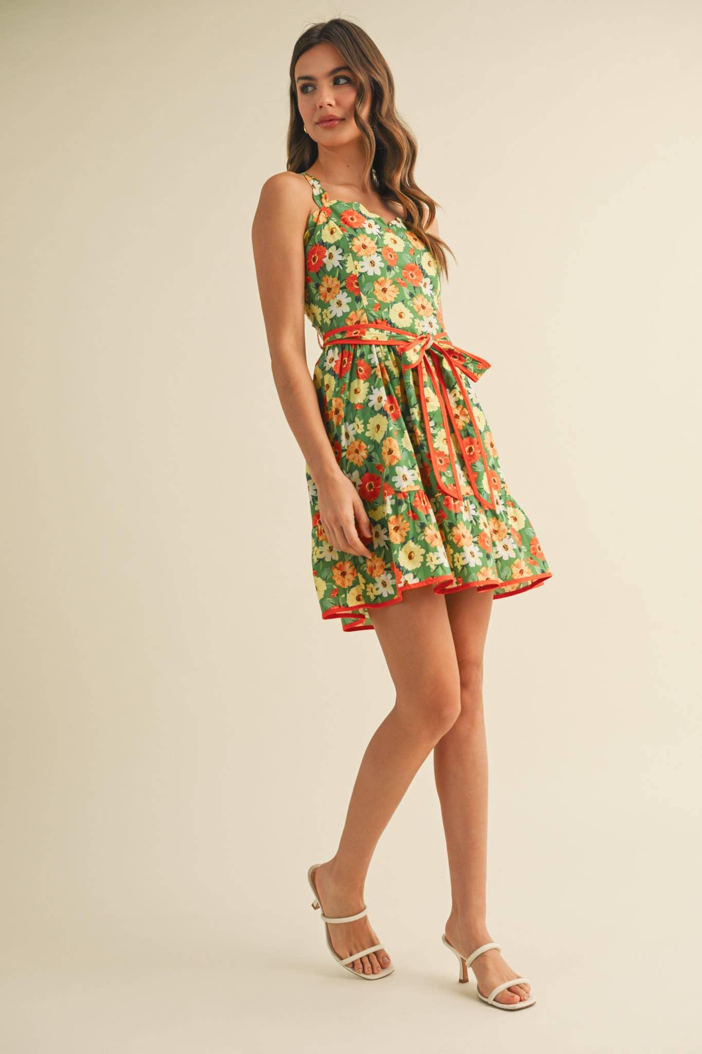 Floral Scalloped Mini Dress