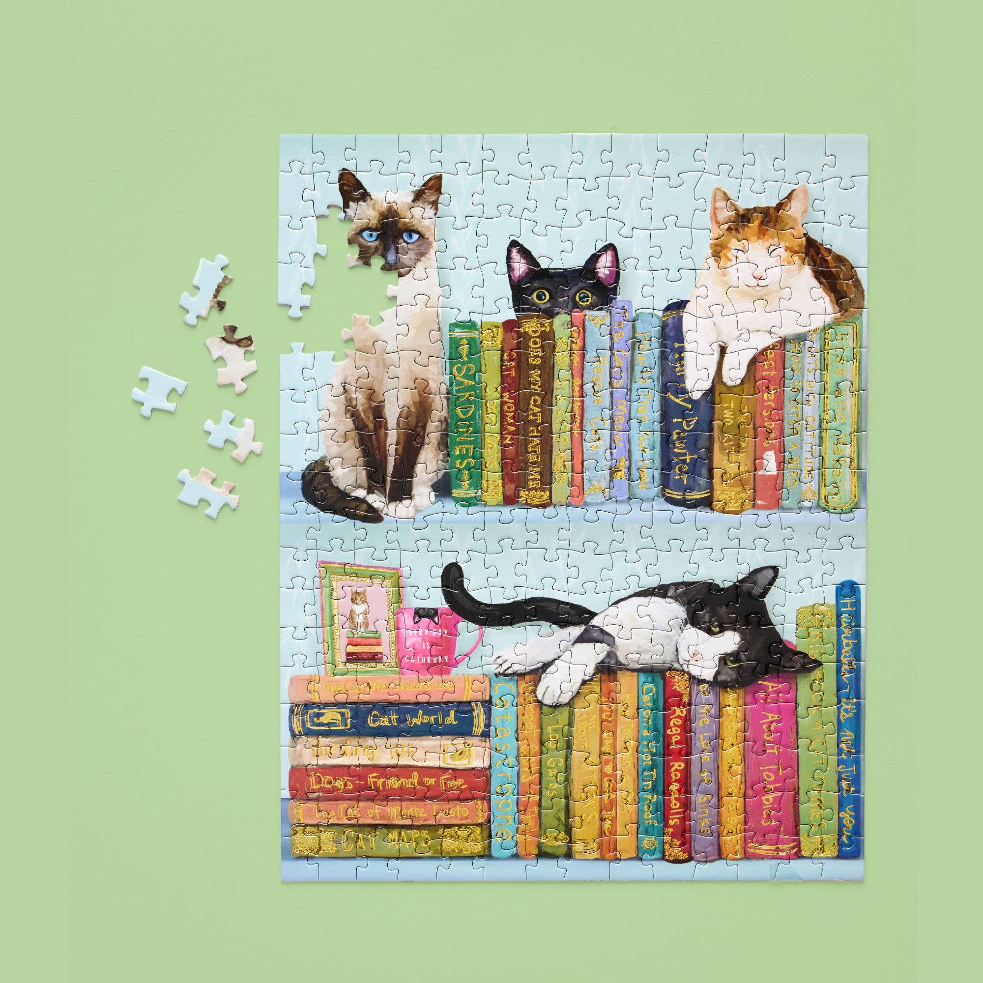 Cats On Books 250 Piece Puzzle Set Cat Lover Gift