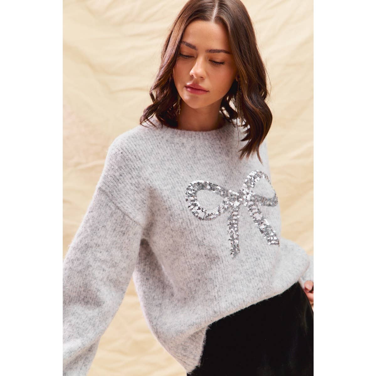 Ribbon Sequins Sweater
