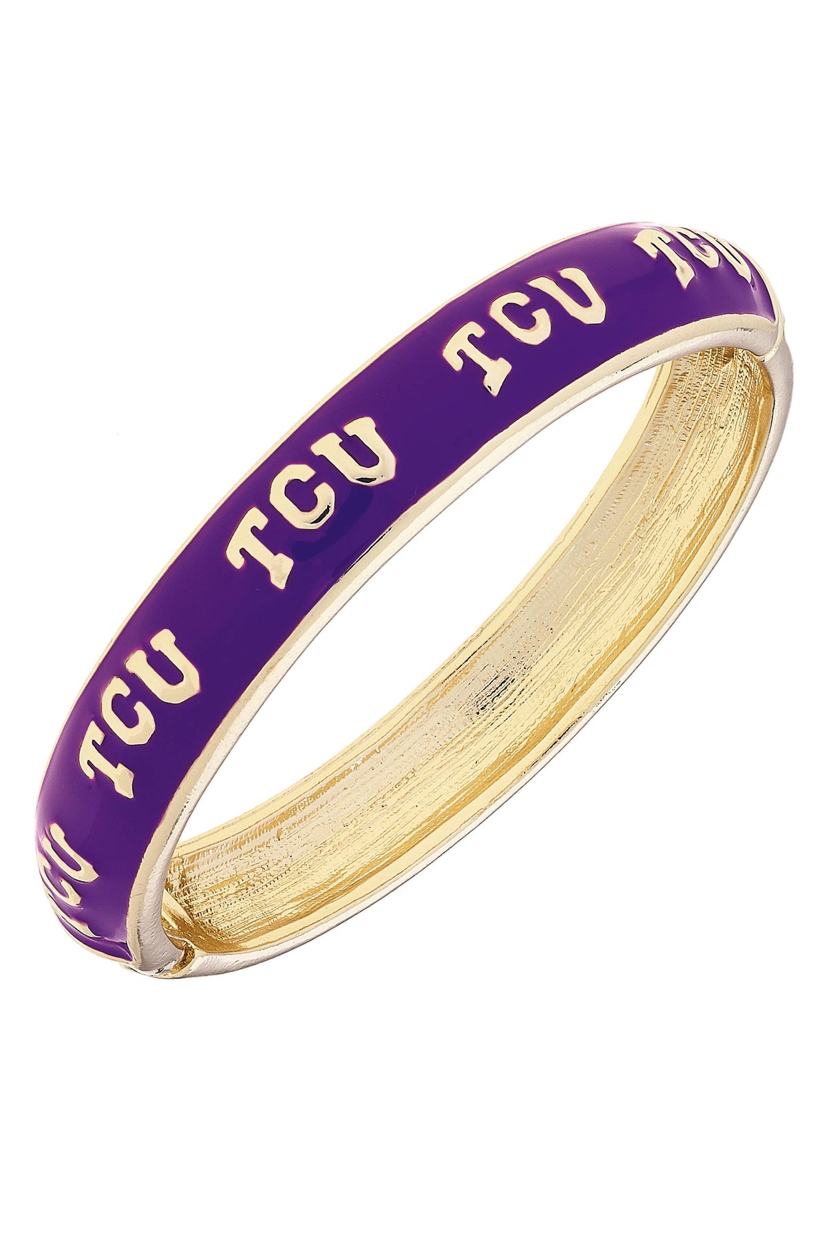 TCU Horned Frogs Sculpted Enamel Logo Hinge Bangle in Purple