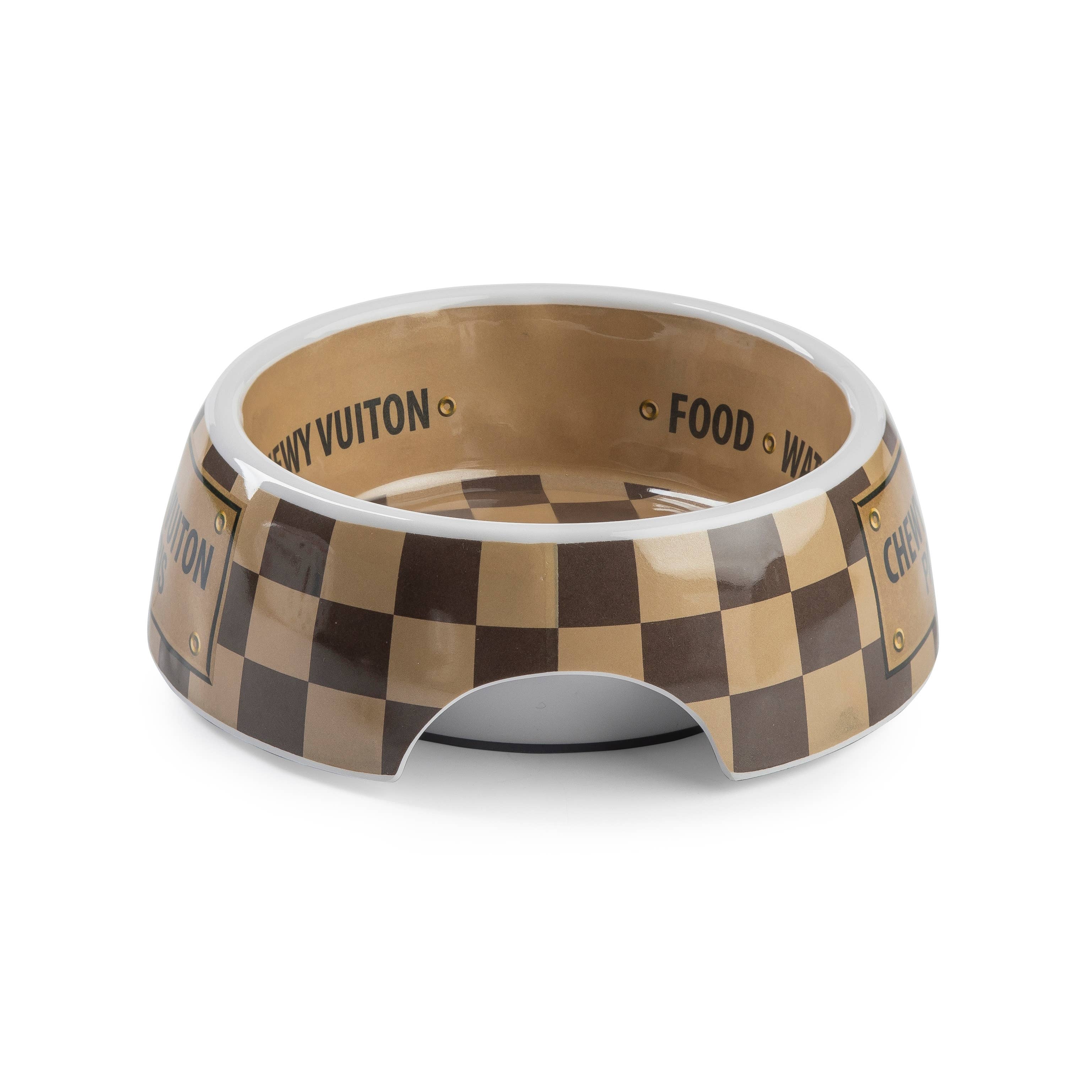 Tan Checker Chewy Vuiton Bowl