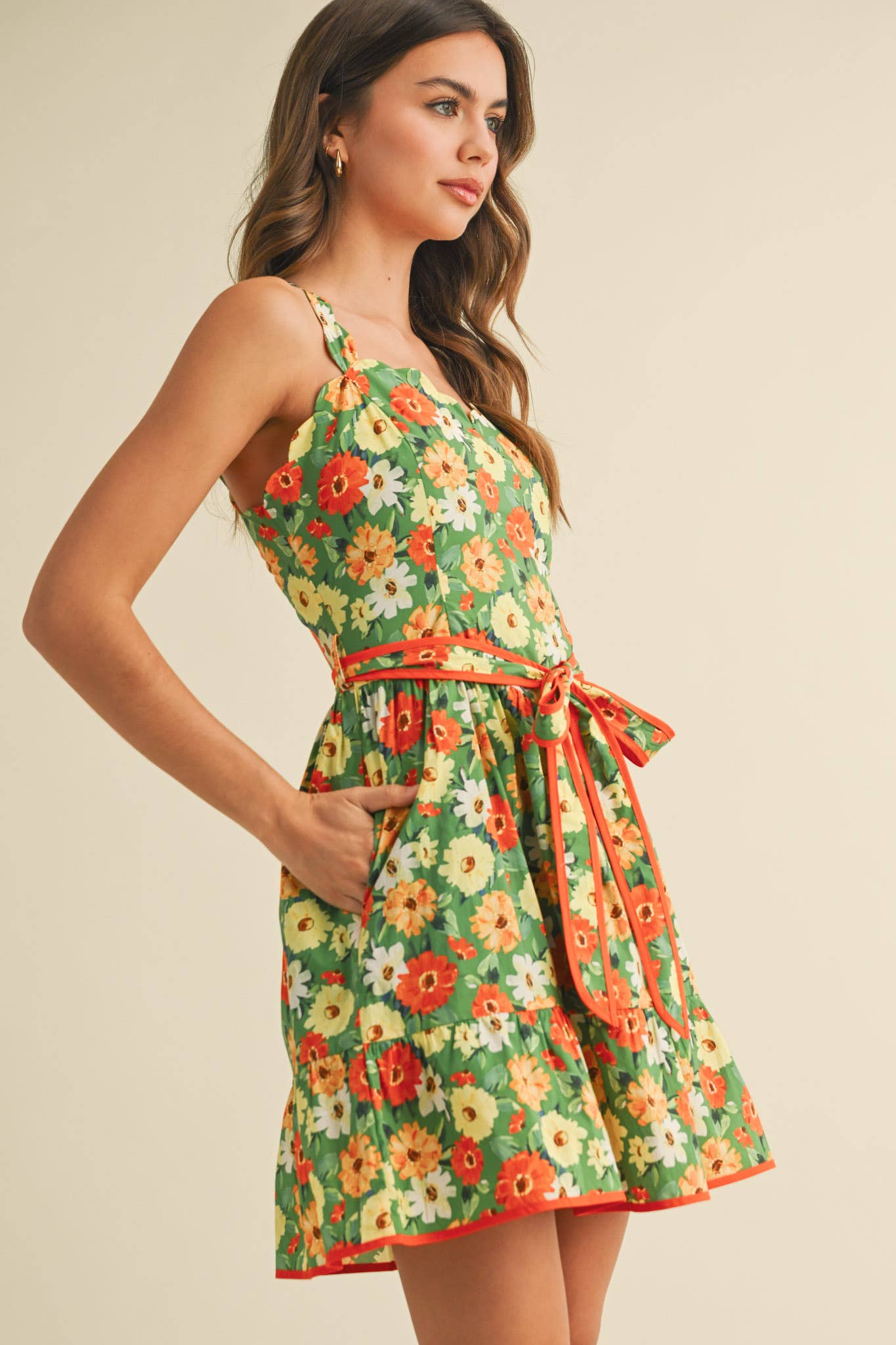 Floral Scalloped Mini Dress