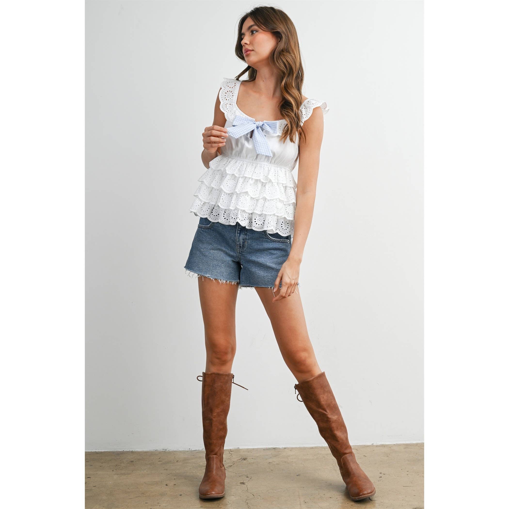 Eyelet Ruffle Layer Camisole
