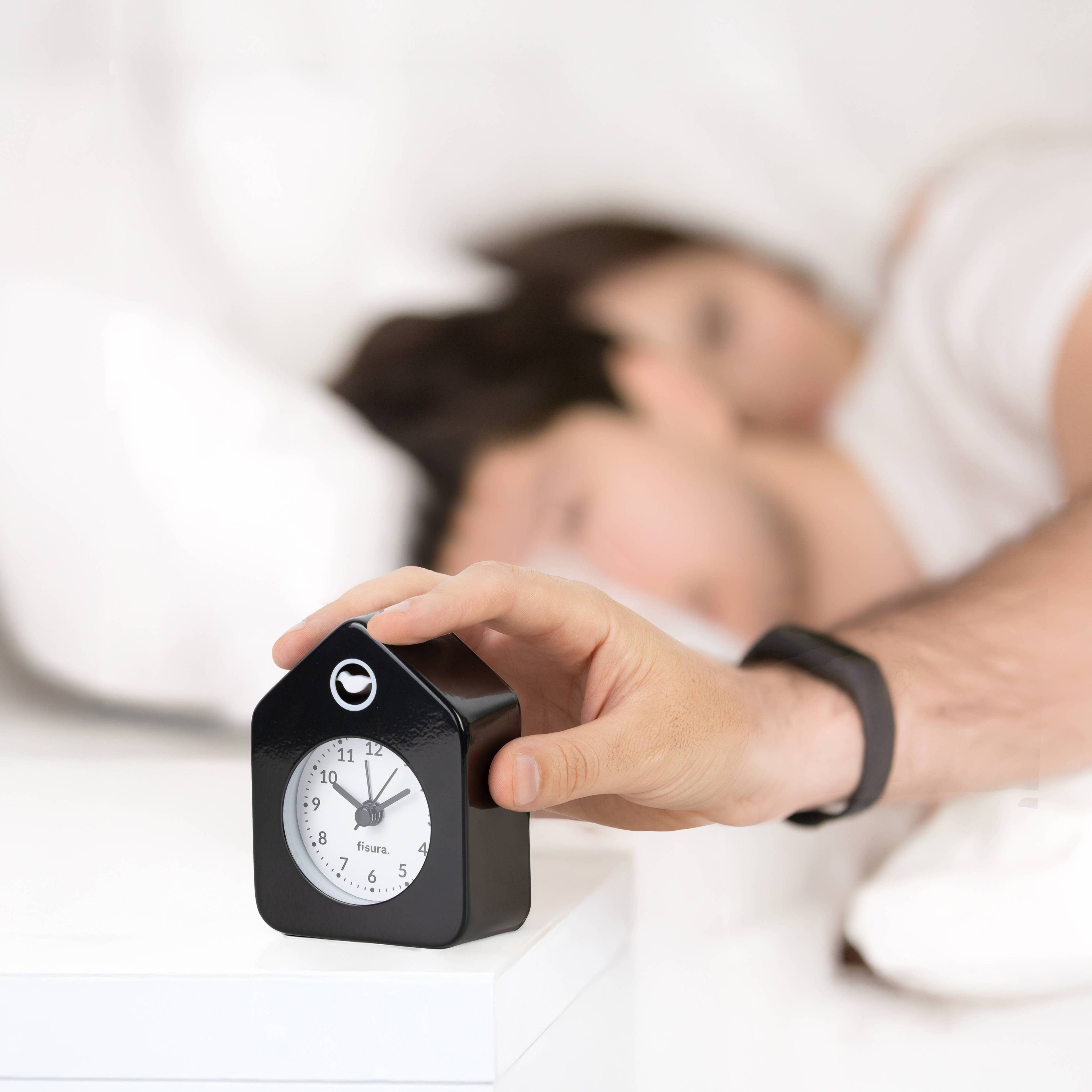 Mini White-and-Black House Alarm Clock