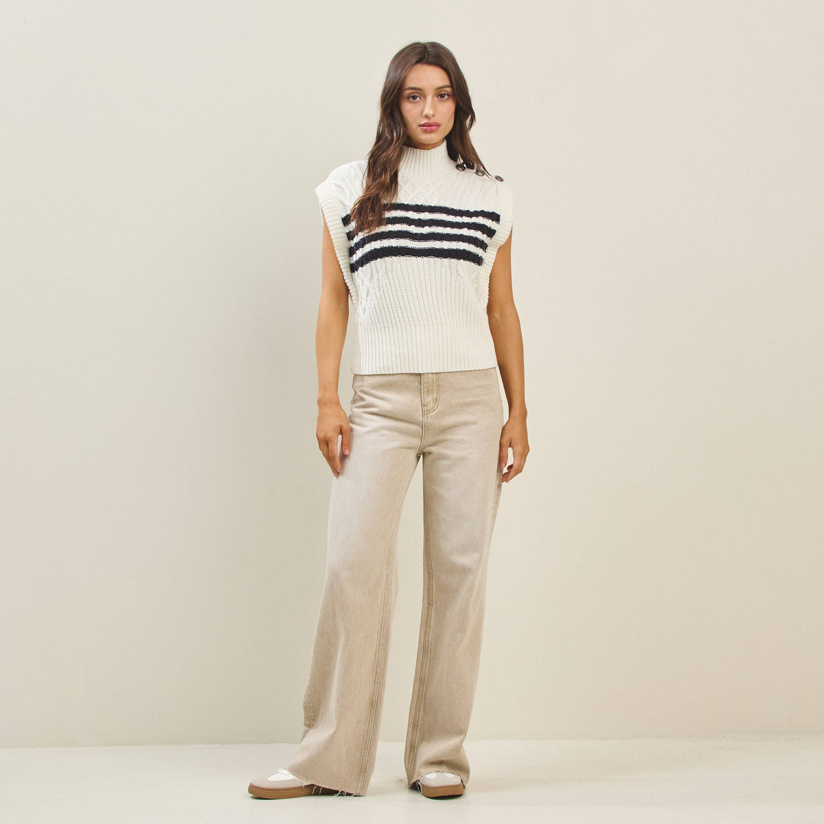 Striped Button Sweater Vest