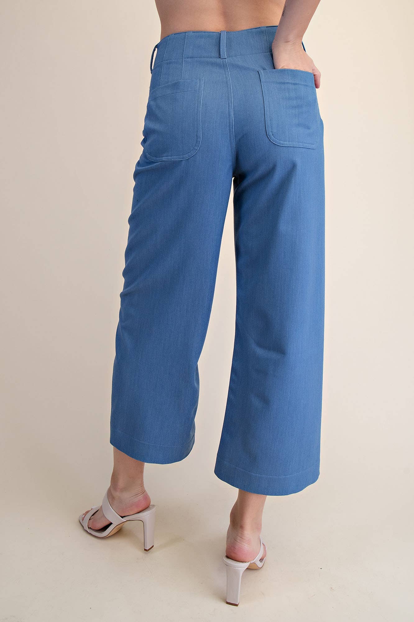 Cropped Scallop Pocket Wide-Leg Colette Pants