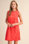 Embroidered Shift Dress with Cut Out
